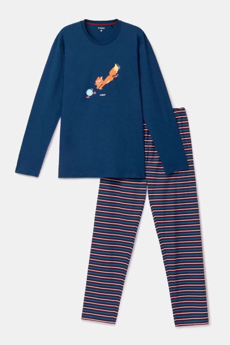 Jongens-Heren pyjama 881 donkerblauw