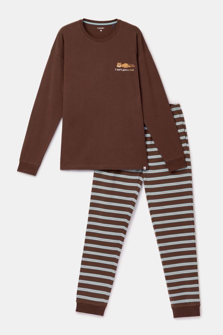 Jongens-Heren pyjama 265 bruin
