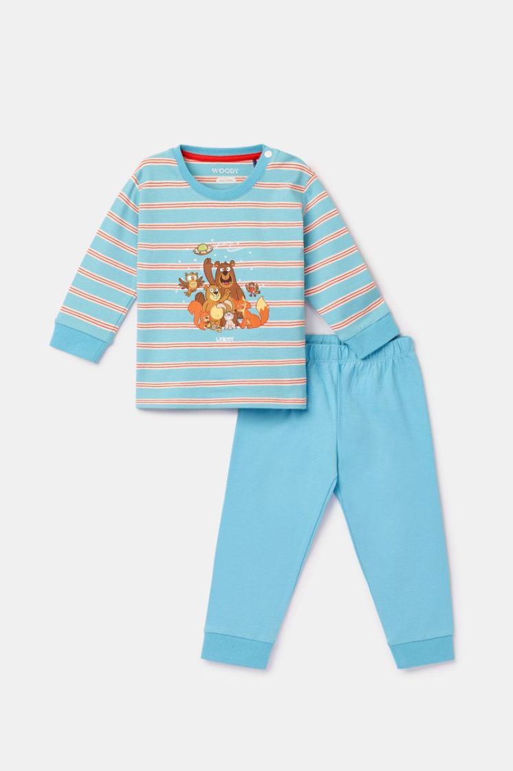 Jongens-Heren pyjama 904 blauwe stre