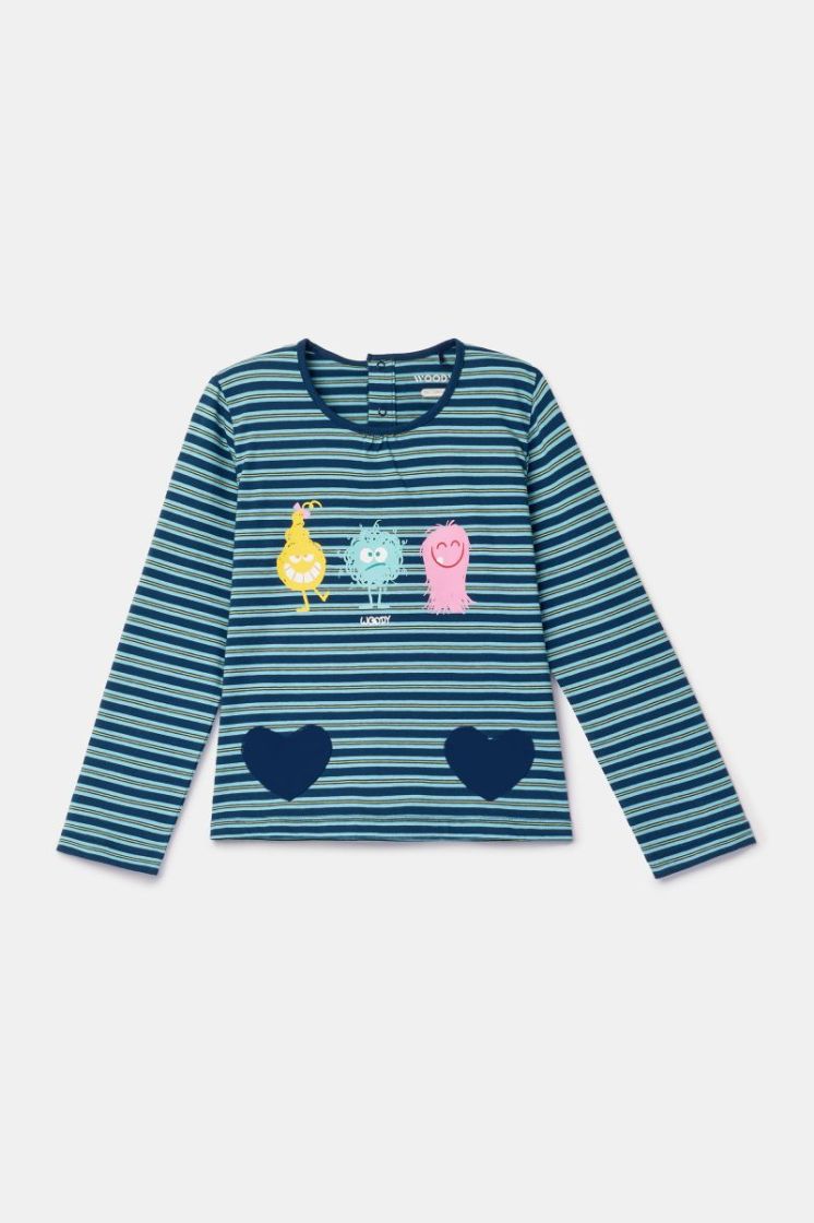 Meisjes-Dames pyjama 905 blauwe stre