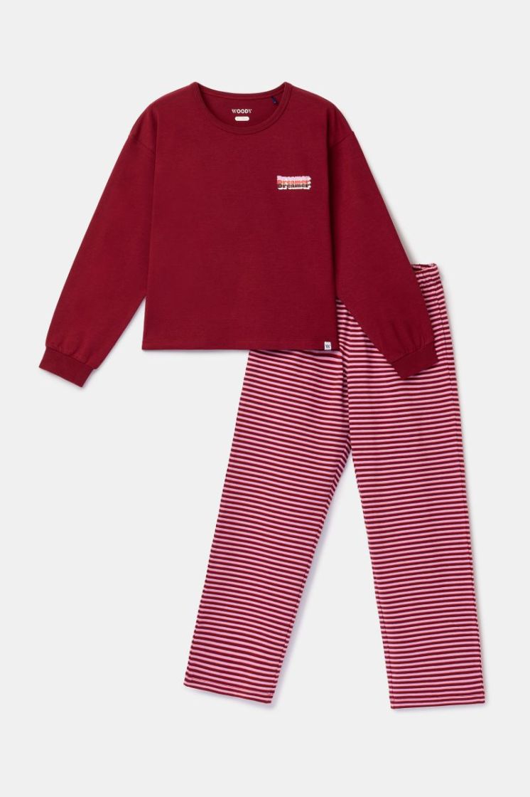 Meisjes-Dames pyjama 471 bordeaux