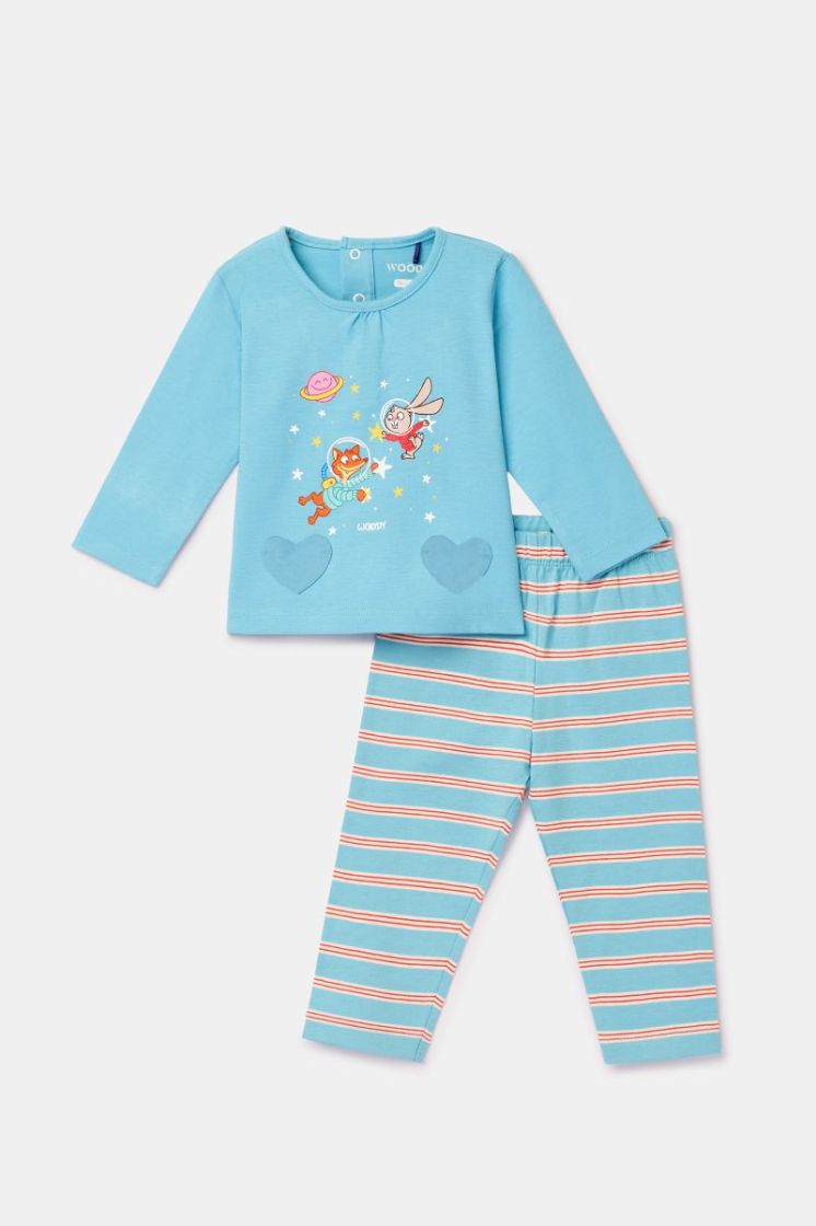 Meisjes-Dames pyjama 904 blauwe stre